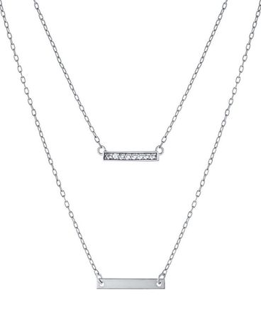 Giani Bernini Double Layered 16" + 2" Cubic Zirconia Double Bars Chain Necklace in Sterling Silver & Reviews - Necklaces - Jewelry & Watches - Macy's