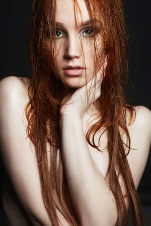 Beautiful Young Woman With Wet Hair.beauty Passion Wet Red Haired Girl Stock Photo, Picture And Royalty Free Image. Image 91796819.