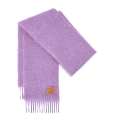 Womens LOEWE purple Wool-Blend Logo Scarf | Harrods # {CountryCode}