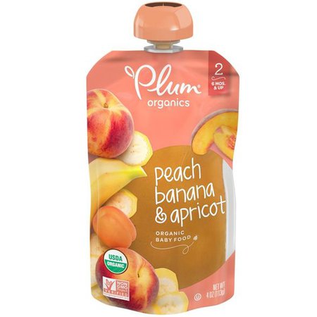 Plum Organics Stage 2 Organic Baby Food, Peach, Banana & Apricot - 4oz : Target