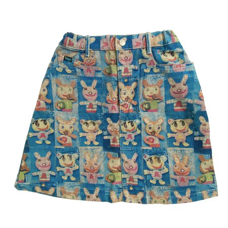angel blue 3d cartoon characters all over print pattern skirt