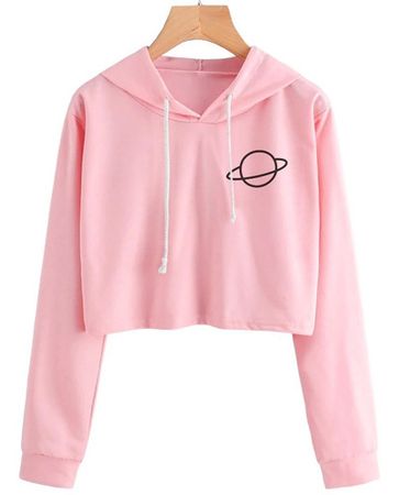 Blusa Moletom Feminino Cropped Rosa Planeta Estilo Tumblr - R$ 64,00 em Mercado Livre