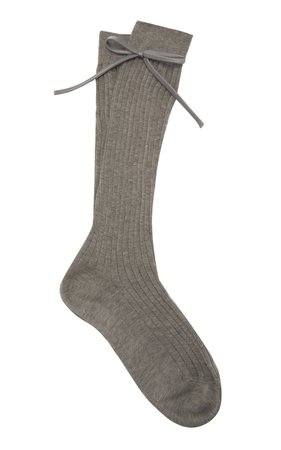 Bow-Detailed Rib-Knit Knee Socks by Prada | Moda Operandi