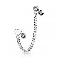Cartilage chain with crystal barbell and star top barbell