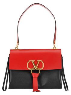 red and black leather purse