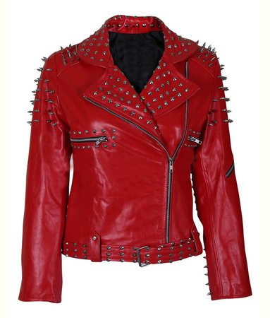 red leather jacket spikes