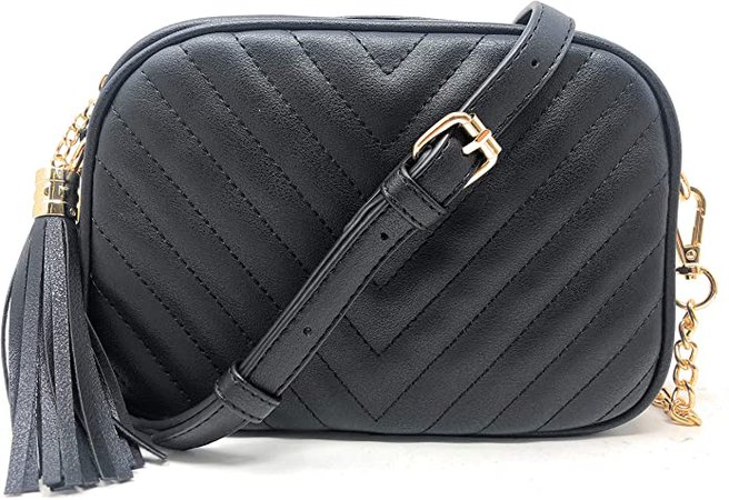 Lola Mae Quilted Crossbody Bag, Trendy Design Shoulder Purse (Black 2): Handbags: Amazon.com