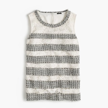 Fringey Top In Tweed And Lace : Women's Tank Tops | J.Crew