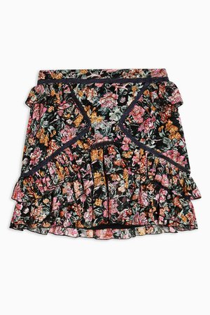 Multi Floral Trim Mini Skirt | Topshop black multi