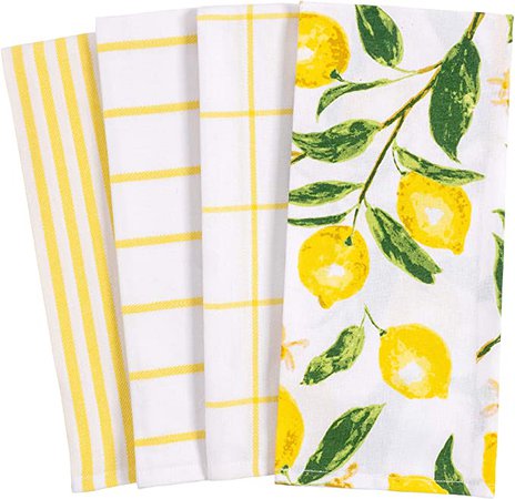 Amazon.com: KAF Home Pantry Lemons All Over Kitchen Dish Towel Set of 4, 100-Percent Cotton, 18 x 28-inch: Home & Kitchen