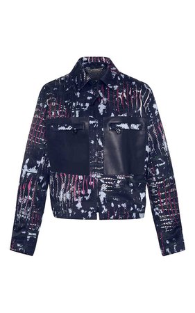 Versace Leather Patch Pocket Printed Jacket