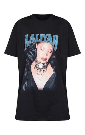 Black Aaliyah Printed T Shirt | Tops | PrettyLittleThing