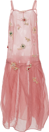 marni spring 2018 jewel-embellished pink chiffon maxi dress