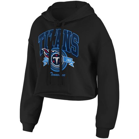 Tennessee Titans WEAR by Erin Andrews Women's Fleece Cropped Pullover Hoodie - Black