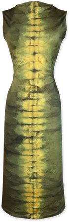 Riona Treacy - Green & Yellow Shibori Snake Dress