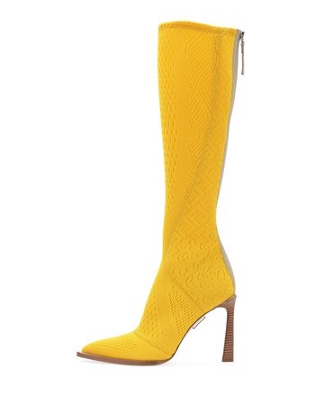 Fendi Knit To-The-Knee Boots | Neiman Marcus