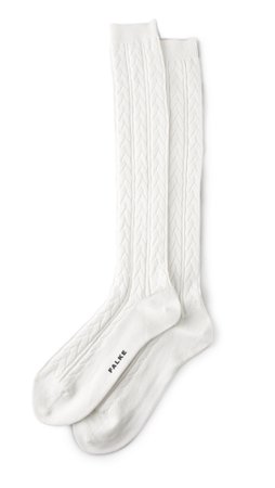 White Falke Cabe-Knit knee-high socks