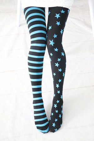 Black & Blue Pastel Goth Striped/Patterned Socks
