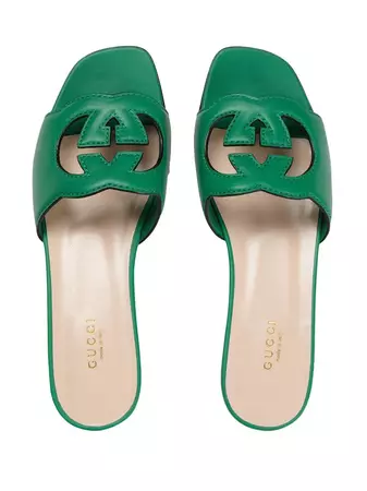 Gucci logo-cut out leather sandals
