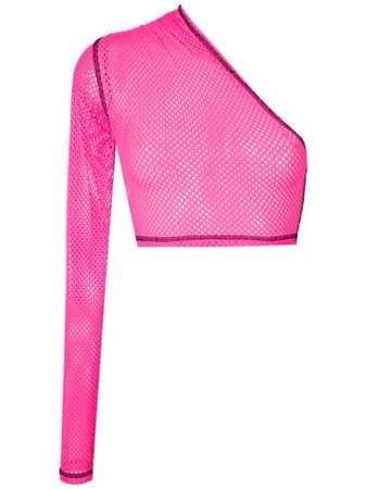 Shop pink À La Garçonne mesh asymmetic cropped top with Express Delivery - Farfetch