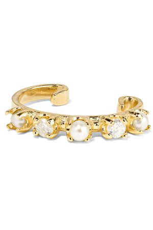 Loren Stewart | Gold, diamond and pearl ear cuff | NET-A-PORTER.COM