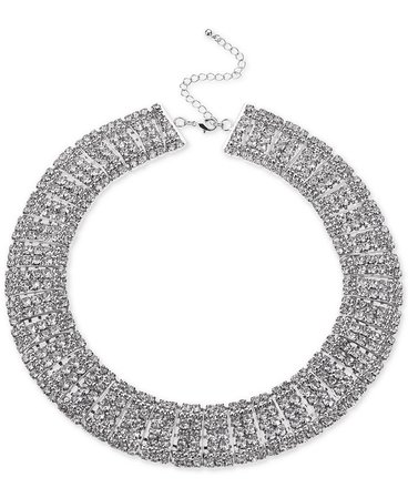 INC International Concepts Silver-Tone Crystal Multi-Row Choker Necklace, 12-1/2" + 3" extender, Created for Macy's & Reviews - Necklaces - Jewelry & Watches - Macy's