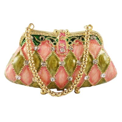 gold pink and green decorative bag