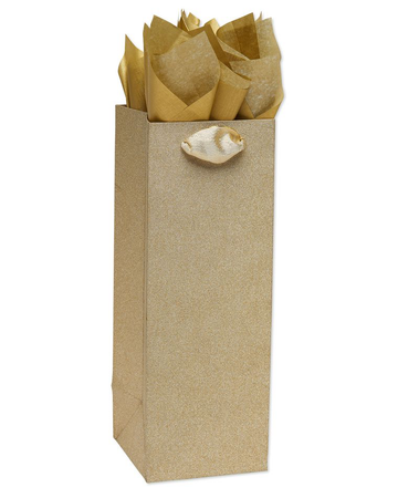 gold glitter wine gift paper bag