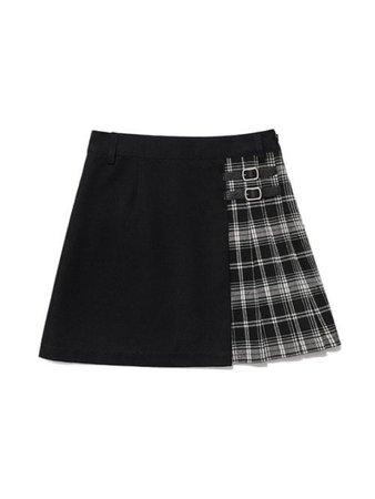 Black pleated plaid skirt