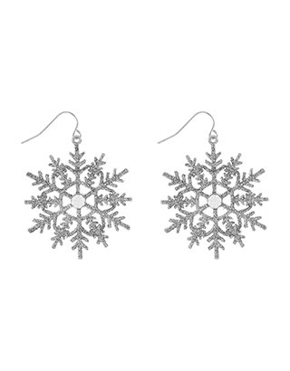Glitter Snowflake Short Drop Earrings| Accessorize