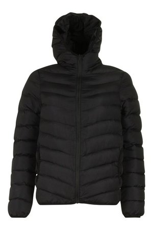 Hooded Panelled Puffer Jacket | Boohoo black