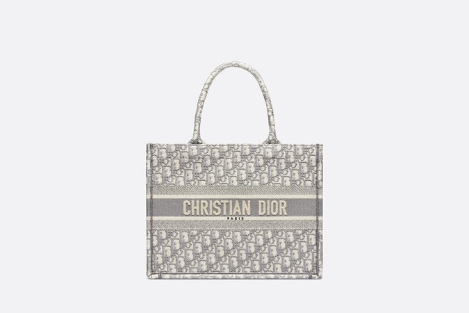 Small Dior Book Tote Gray Dior Oblique Embroidery - Bags - Women's Fashion | DIOR