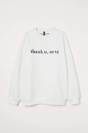 Sweatshirt with Printed Design - White
