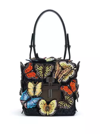 Oscar De La Renta butterfly-appliqué Box Clutch bag  - Farfetch