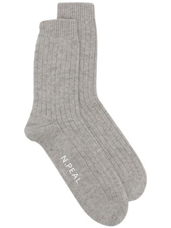 N.Peal Ribbed organic-cashmere Socks