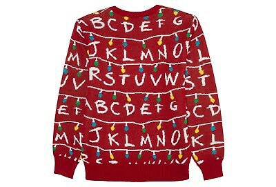 NWT MENS STRANGER THINGS LIGHT UP Ugly Christmas Sweater Sweatshirt XL Red - $39.90 | PicClick
