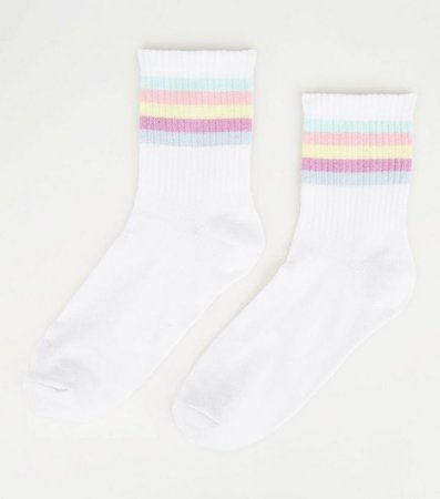Multicoloured Pastel Rainbow Stripe Socks | New Look