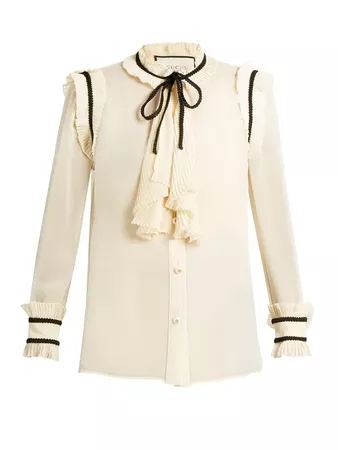 GUCCI : Pleat-trimmed silk-chiffon blouse | Sumally