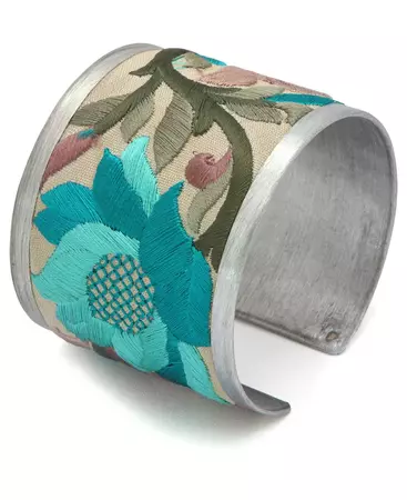 Embroidered Lotus Cuff Bracelet in Turquoise – Buddha Groove