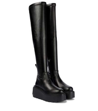 Valentino Garavani - Supervee faux leather over-the-knee boots | Mytheresa