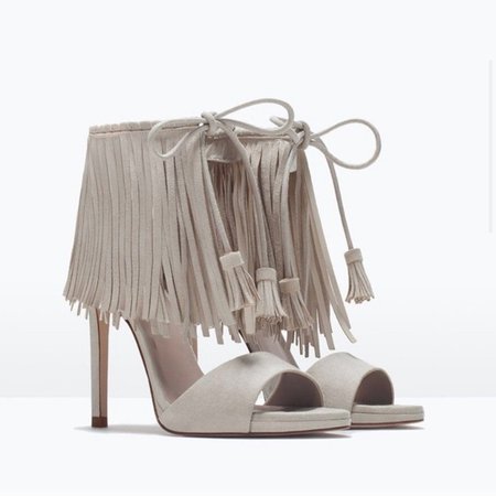 Zara Shoes | Zara Tan Fringe Heeled Sandalssz Never Worn | Poshmark