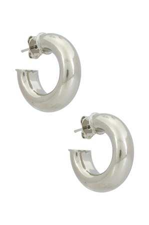 joolz by Martha Calvo Rhodium Donut Pierced Hoops in Silver | REVOLVE