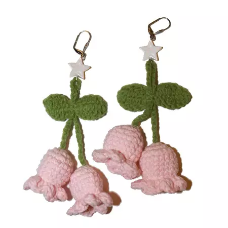 Big Knit Pink Bellflower Earrings Soft Knit Crochet Earrings - Etsy Australia