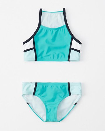 girls colorblock high-neck two-piece swimsuit | girls swimsuits | Abercrombie.com