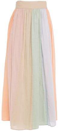 Katrine Color-block Cotton-gauze Midi Wrap Skirt