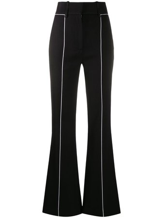 Black Givenchy contrast-trim flared trousers BW50NE13DU - Farfetch