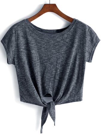 Cap Sleeve Knotted Front Crop T-Shirt