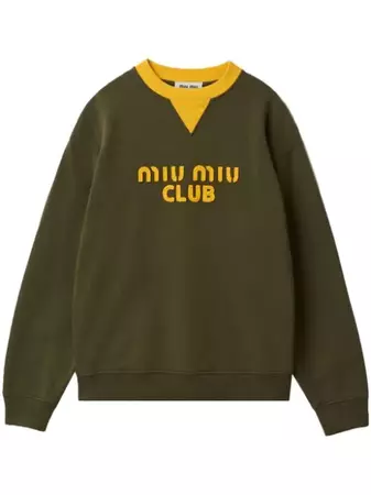 Miu Miu logo-embroidered Cotton Sweatshirt - Farfetch