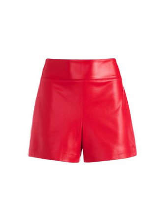 Donald Vegan Leather Short In Ruby | Alice And Olivia