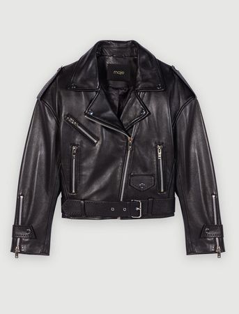 Cropped leather jacket in black - Alaia